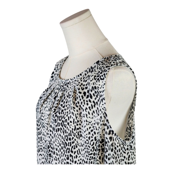 Worthington Petite Large PL Sleeveless Animal Print Blouse Keyhole Back Top - Picture 2 of 8